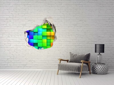 Hole wall sticker Colorful boxes