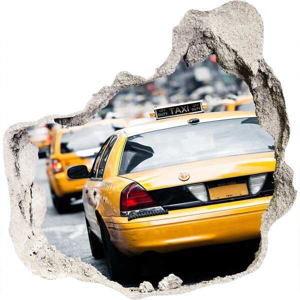 Hole in the wall decal New York taxis in action