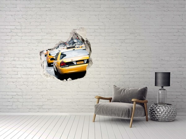 Hole in the wall decal New York taxis in action