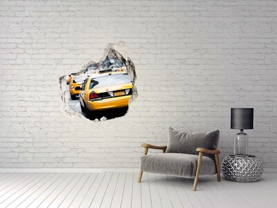 Hole in the wall decal New York taxis in action