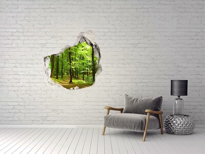 Hole wall sticker Green forest in the sun's rays