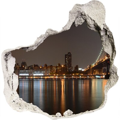 3D wall hole View of New York at night
