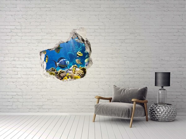 Hole wall sticker The underwater world of the coral reef