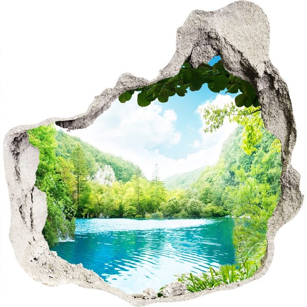 Hole wall sticker Waterfall in the forest