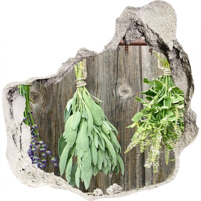3D wall hole Herbs in a Rustic Kitchen