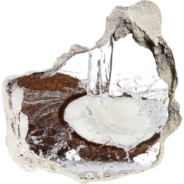 Hole in the wall sticker Coconut in a stream of water