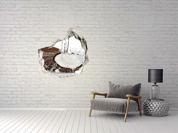 Hole in the wall sticker Coconut in a stream of water