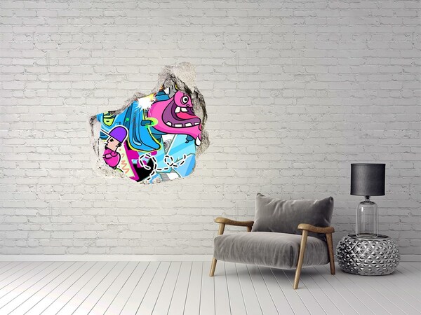 Hole in the wall decal A colorful mural with figures and graffiti