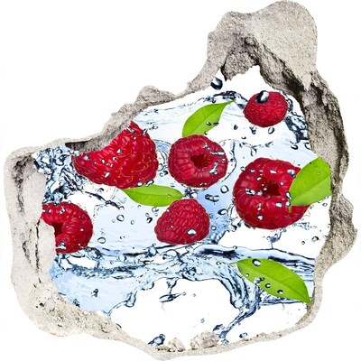 Hole in the wall sticker Raspberries in water