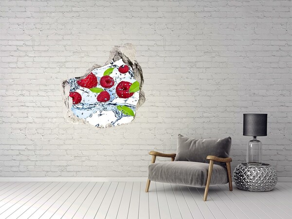 Hole in the wall sticker Raspberries and water