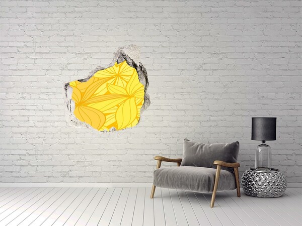 Hole in the wall sticker Yellow flowers background