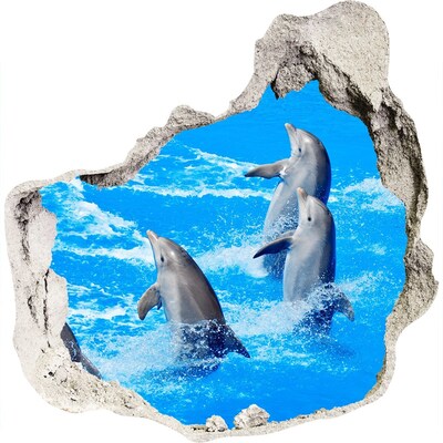 Hole in the wall decal Dolphins jumping in the ocean