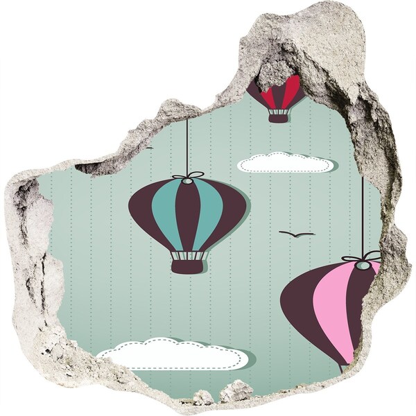 Hole in the wall sticker Flying balloons