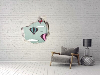 Hole in the wall sticker Flying balloons