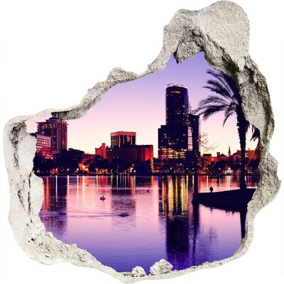 Hole in the wall sticker Sunset over the city