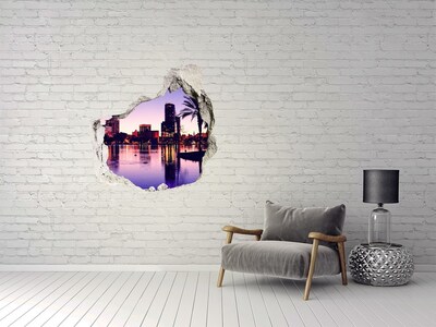 Hole in the wall sticker Sunset over the city