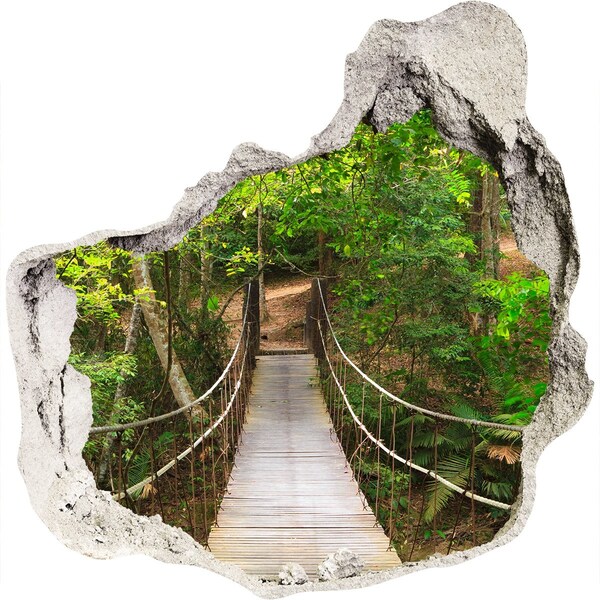 3D wall hole wallpaper A bridge among the greenery