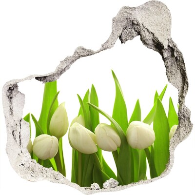 Hole in the wall decal White tulips