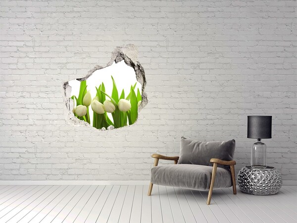 Hole in the wall decal White tulips