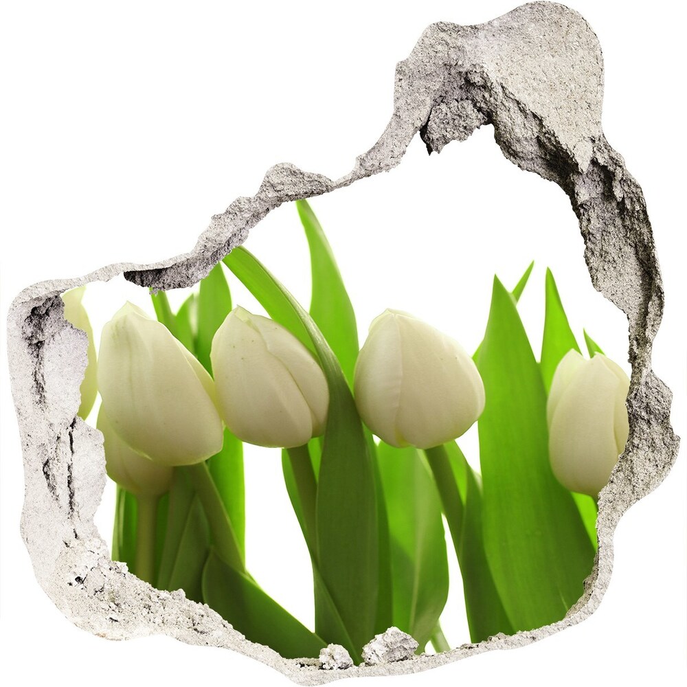 Hole in the wall decal White tulips