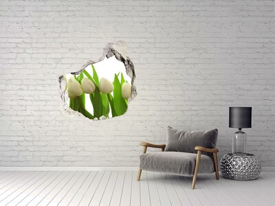 Hole in the wall decal White tulips