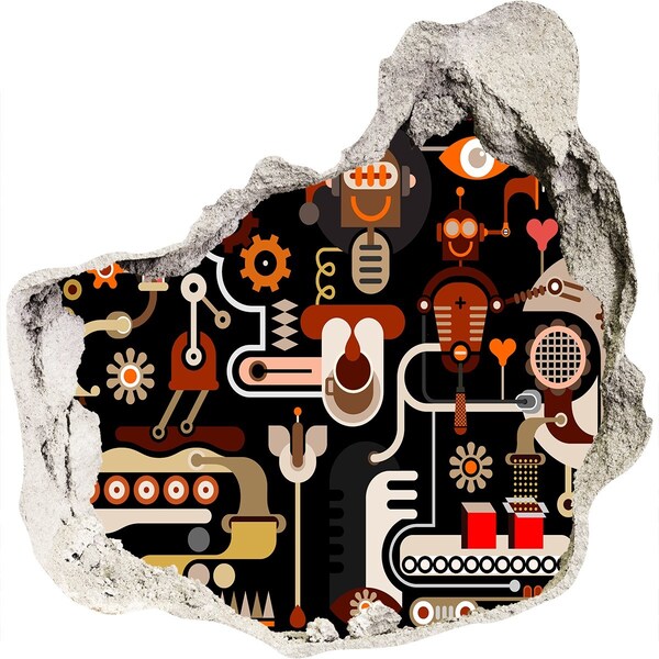 Hole in the wall decal The futuristic world of robots