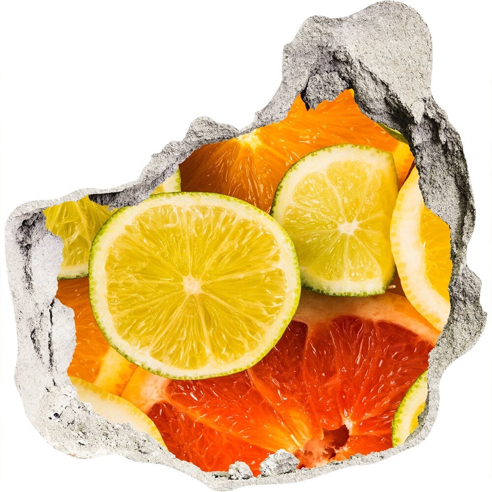 3D wall hole wallpaper Citrus fruits