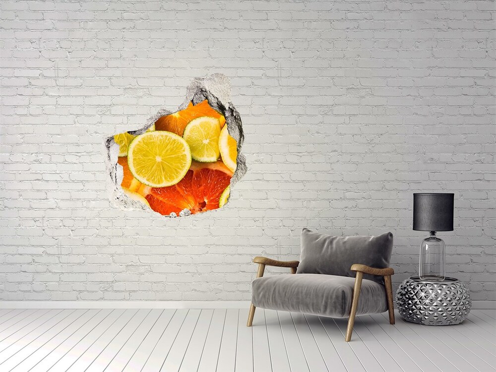 3D wall hole wallpaper Citrus fruits