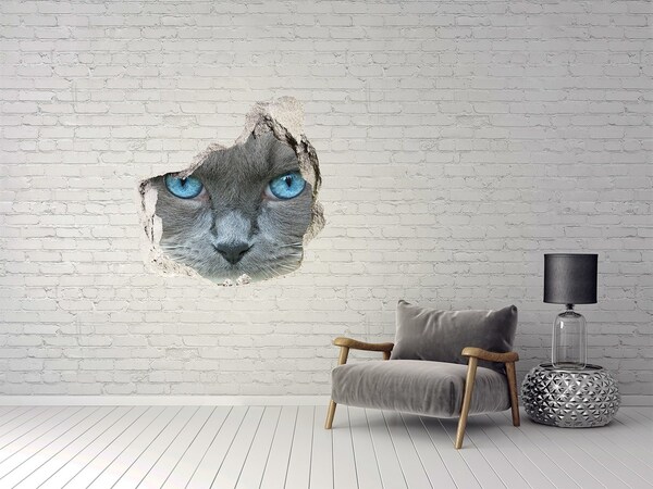 Hole wall sticker Cat in a hole in the wall