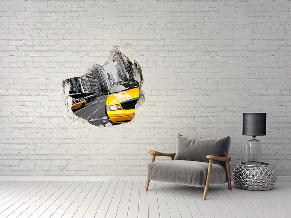 Hole wall sticker New York taxis