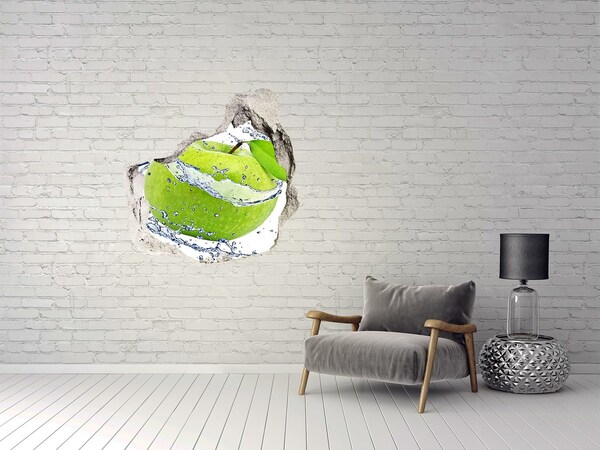 Hole wall sticker Green apple in water