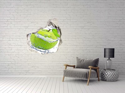 Hole wall sticker Green apple in water
