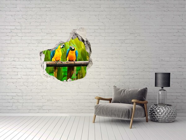 Hole wall sticker Tropical parrots in the jungle