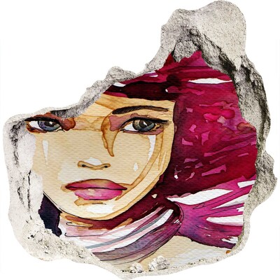 3D wall hole Portrait with pink accents