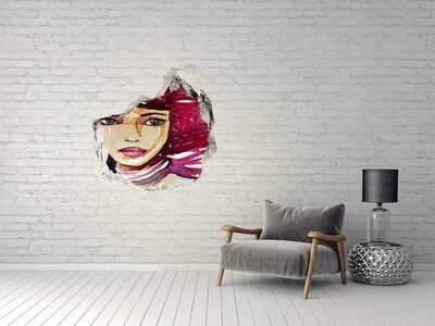 3D wall hole Portrait with pink accents