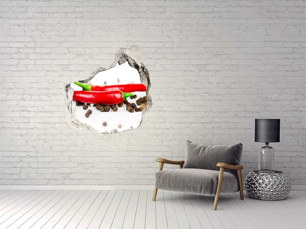 3D wall hole wallpaper Chilli and pepper