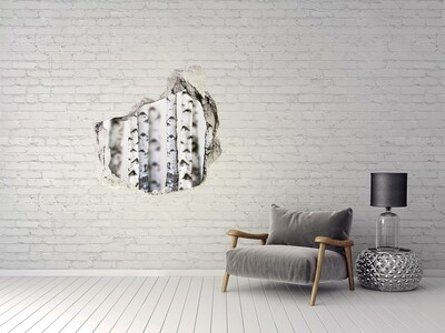 Hole wall sticker Birch trunks