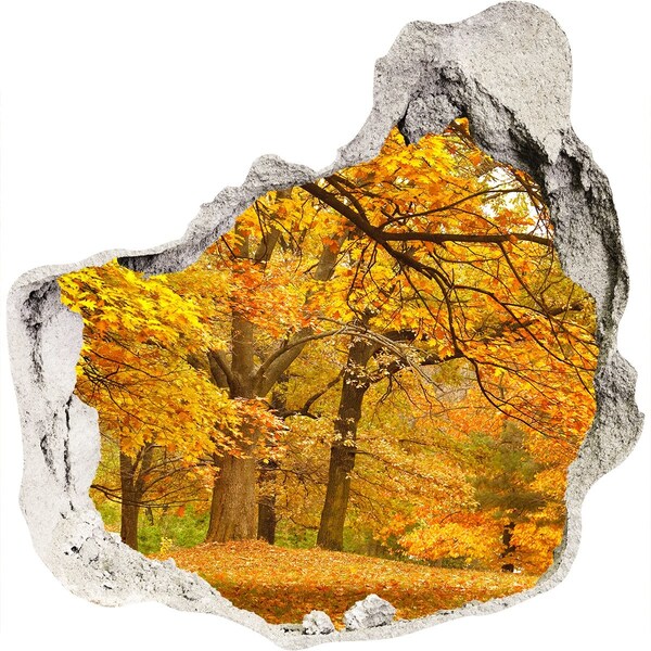 Hole wall sticker Golden autumn in the forest