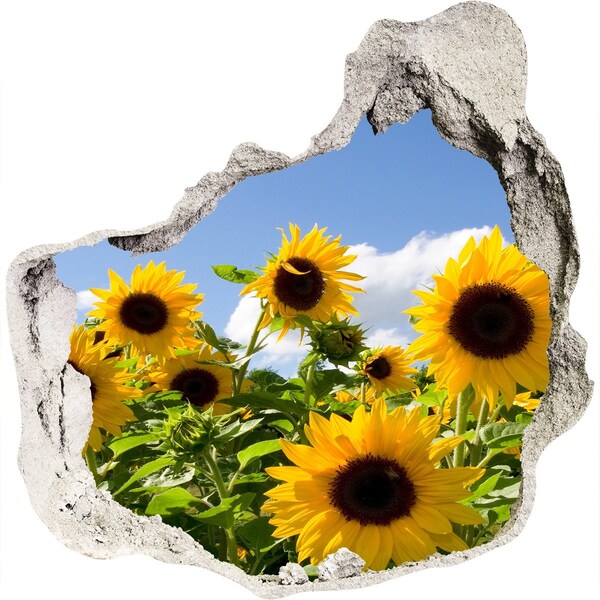 3D wall hole wallpaper Sunflowers in the daylight
