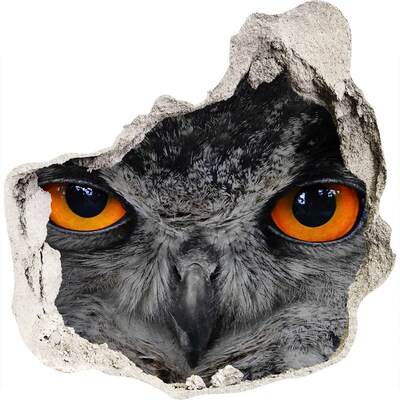 Hole wall sticker Owl devilish eyes