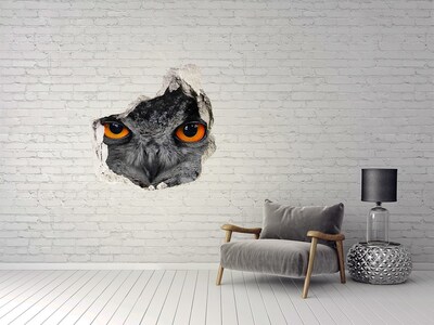 Hole wall sticker Owl devilish eyes