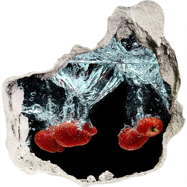 3D wall hole wallpaper Fruit explosion in water
