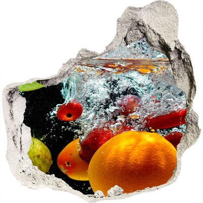 Hole wall sticker Fruit explosion in water
