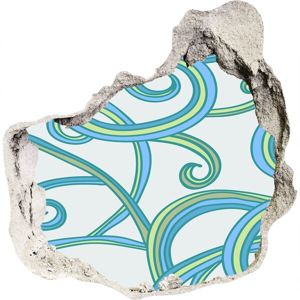 Hole wall sticker Colorful waves on the wall background