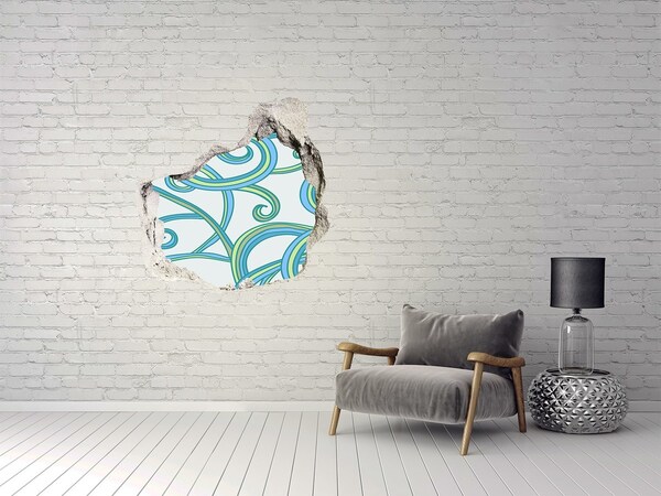 Hole wall sticker Colorful waves on the wall background