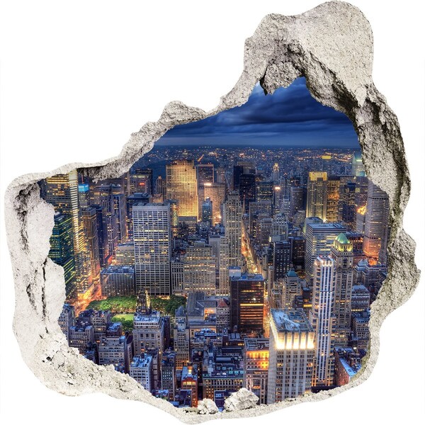 Hole in the wall decal New York skyline at night