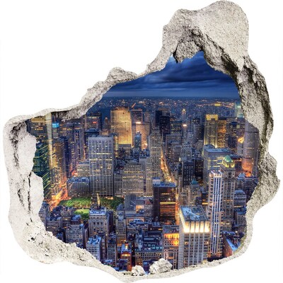 Hole in the wall decal New York skyline at night