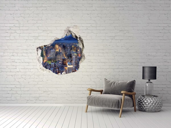 Hole in the wall decal New York skyline at night
