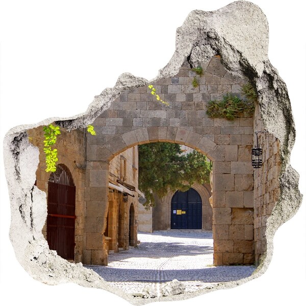 Hole wall sticker A charming old castle