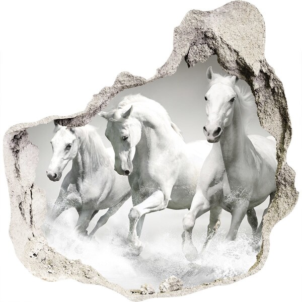 Hole wall sticker White horses